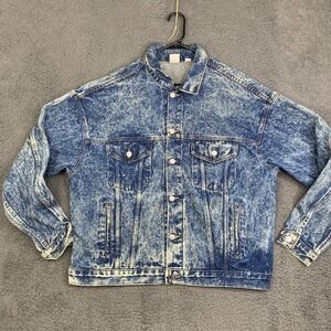 Tyca Embossed Denim Acid Wash Trucker Jacket Eagle Made in USA Size Large